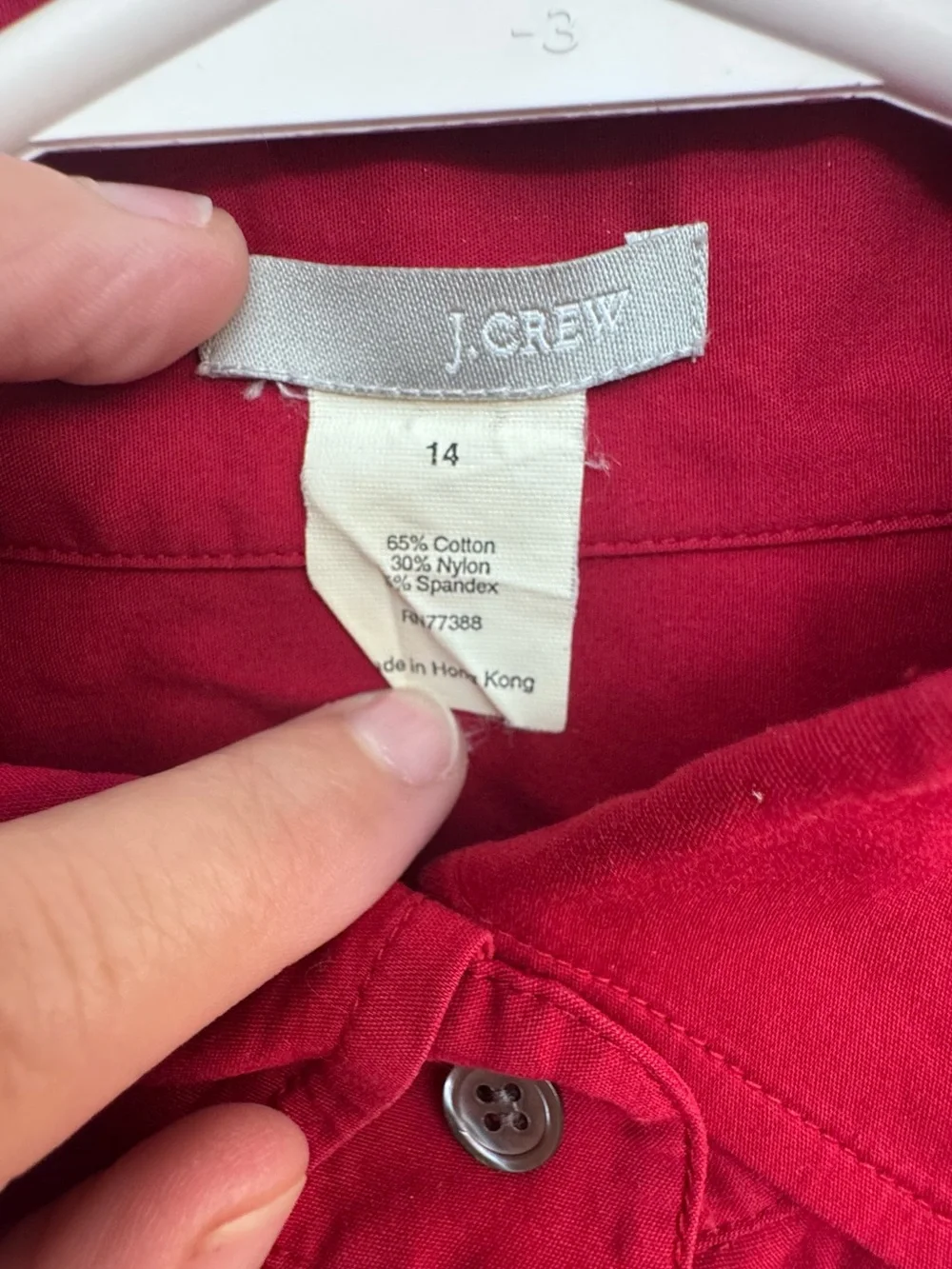 EUC Vintage J. Crew Deep Red Button-Down Shirt - Size 14